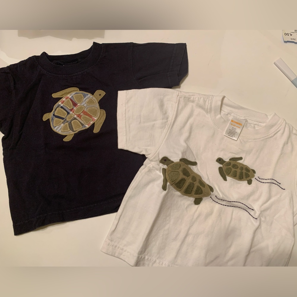 2 - boys turtle t shirts